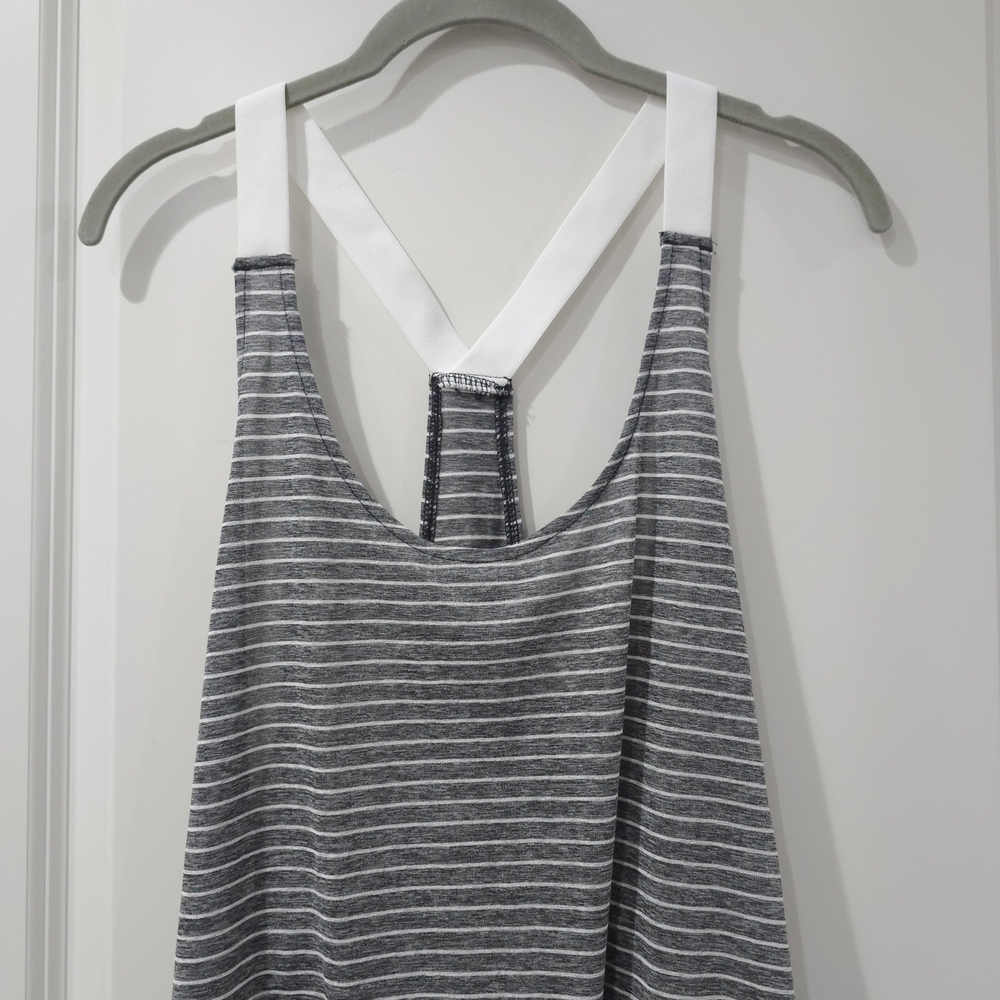 Nike Gray White Striped High Low Sleeveless Tank Dress Swim Cover Up, Nwt Size L - Picture 3 of 12
